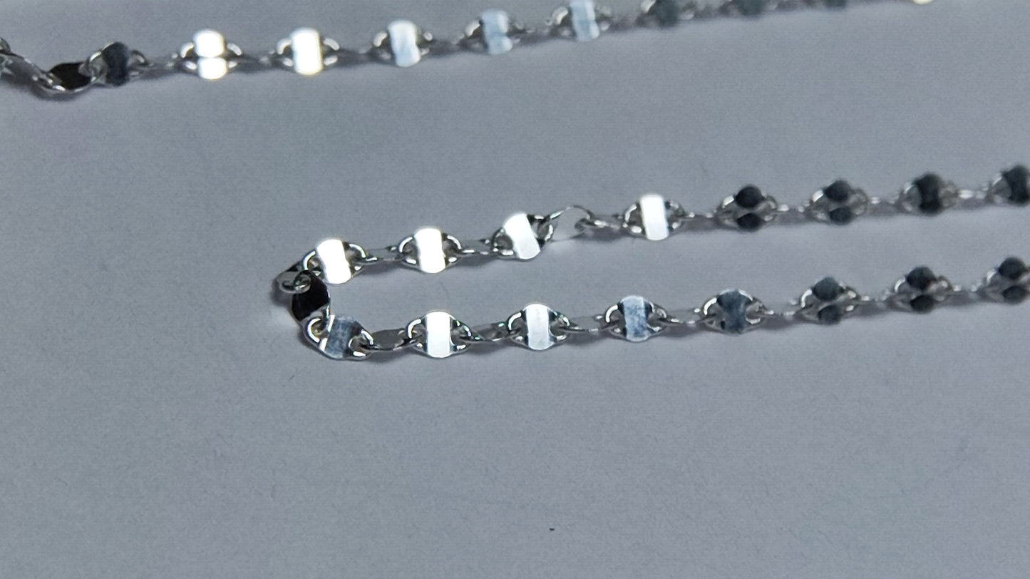 Cadena lentejuelas en plata 925