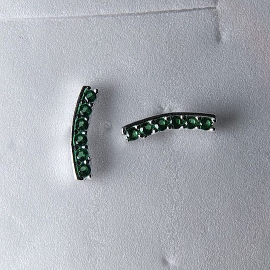 Aretes Tipo Topo con Circones Color Esmeralda