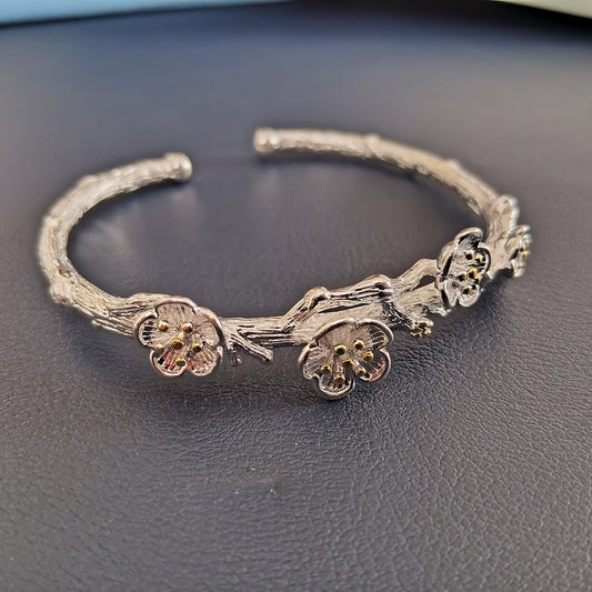 Pulsera Manguito Floral en Plata 925 - RETTI Collection